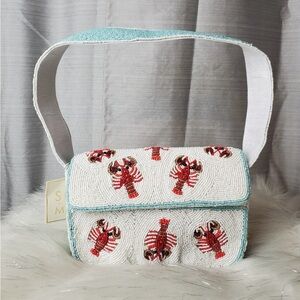 Beaded Lobster Design Shoulder Bag